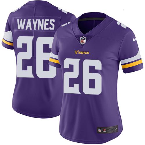 Women 2019 Minnesota Vikings #26 Waynes purple Nike Vapor Untouchable Limited NFL Jersey->women nfl jersey->Women Jersey